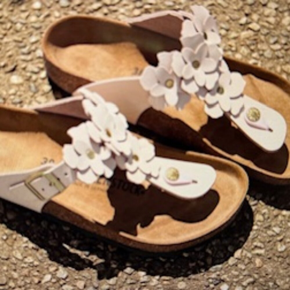 Birkenstock gizeh flower leather - light rose